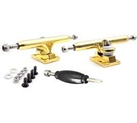 SPITBOARDS 32 mm Fingerboard Pro Trucks by, Real Lock Nuts, Single Axis, Kingpins, Rubber O-Ring Urethane Bushings, Optimised Hanger, Width 32 mm for Fingerboard Tuning & Assembling (Gold)