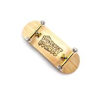 SPITBOARDS 34 mm Fingerboard Complete Wood Pro Set-Up (Pre-Assembled, 5-Layers), Pro Trucks, CNC Bearing Wheels, Foam Grip Tape, Deck: Bamboo Wood, Trucks: Gold, Wheels: Transparent