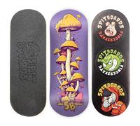 SPITBOARDS 34 mm Fingerboard Deck - Real Wood (5-Layers) Classic Popsicle Street Shape - Size: 34 x 96 mm - Single Graphic Deck (Real Wear) - Optimised Concave - Mushroom Cheese