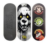 SPITBOARDS 34 mm Fingerboard Deck - Real Wood (5-Layers) Classic Popsicle Street Shape - Size: 34 x 96 mm - Single Graphic Deck (Real Wear) - Optimised Concave - Hungry Panda FINGERSKATE