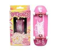SPITBOARDS 34 mm Fingerboard Oldschool Cruiser Pro Complete Setup, Pre-Assembled 5-Layer Wood, Pro Trucks, Soft Urethane 60D Bearing Wheels, Real-Wear Graphics, Lasered Foam Tape 'Pink Alien'