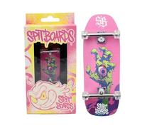 SPITBOARDS 34 mm Fingerboard Oldschool Cruiser Pro Complete Setup, Pre-Assembled 5-Layer Wood, Pro Trucks, Soft Urethane 60D Bearing Wheels, Real-Wear Graphics, Lasered Foam Tape 'Slimey Hand'