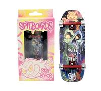 SPITBOARDS 34 mm Fingerboard Oldschool Cruiser Pro Complete Setup, Pre-Assembled 5-Layer Wood, Pro Trucks, Soft Urethane 60D Bearing Wheels, Real-Wear Graphics, Lasered Foam Tape 'Space Skull'