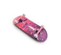 SPITBOARDS 34 x 96 mm Wood Fingerboard Complete Set-Up, Pre Assembled, 5-Layers Wood, Pro Trucks with Lock Nuts, CNC Bearing Wheels, Real Wear Graphics, Lasered Foam Grip Tape, Pink Mushrooms