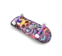 SPITBOARDS® 34 x 96 mm Wood Fingerboard Complete Set-Up, Pre Assembled, 5-Layers Wood, Pro Trucks with Lock Nuts, CNC Bearing Wheels, Real Wear Graphics, Lasered Foam Grip Tape, Octoskull