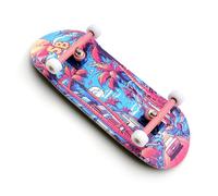 SPITBOARDS 36 x 96 mm Wood Fingerboard Complete Set-Up, Pre Assembled, 5-Layers Wood, Pro Trucks with Lock Nuts, CNC Bearing Wheels, Real Wear Graphics, Lasered Foam Grip Tape, Miami Street