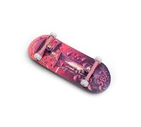 SPITBOARDS® 36 x 96 mm Wood Fingerboard Complete Set-Up, Pre Assembled, 5-Layers Wood, Pro Trucks with Lock Nuts, CNC Bearing Wheels, Real Wear Graphics, Lasered Foam Grip Tape, Pink Mushrooms