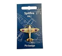 Spitfire 3D Pin Badge, Metal, Enamelled, with Information Card, Schematic Drawings, Pin and Clasp Included