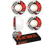 Spitfire 52mm Wheels Bighead Skateboard Wheels with Bones Bearings - 8mm Bones REDS Precision Skat Skateboard Bearings - Bundle of 2 items