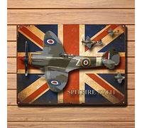 Spitfire Aeroplane, British, Raf, Iconic Vintage Metal Tin Sign Retro Tin Plate Sign Wall Art Decor TIN SIGN 7.8X11.8 INCH