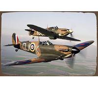 Spitfire Aeroplane, British, Raf, Iconic Vintage Style Metal Advertising Wall Plaque Sign Tin Sign Metal Decor Metal Sign Poster 8X12 Inches A17