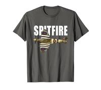 Spitfire Aircraft UK WW2 Airplane Aeroplane War Plane T-Shirt, Men, Asphalt Grey, 6X-Large