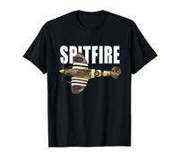 Spitfire Aircraft UK WW2 Airplane Aeroplane War Plane T-Shirt, Men, Black, Large