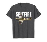 Spitfire Aircraft UK WW2 Airplane Aeroplane War Plane T-Shirt, Men, Dark Heather Grey, X-Large