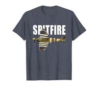 Spitfire Aircraft UK WW2 Airplane Aeroplane War Plane T-Shirt, Men, Heather Blue, 6X-Large