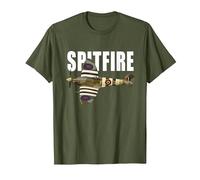 Spitfire Aircraft UK WW2 Airplane Aeroplane War Plane T-Shirt, Men, Olive Green, X-Large
