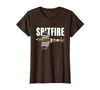 Spitfire Aircraft UK WW2 Airplane Aeroplane War Plane T-Shirt, Women, Brown, Medium