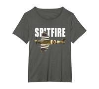 Spitfire Aircraft UK WW2 Airplane Aeroplane War Plane T-Shirt, Women's Plus, Asphalt Grey, 6X