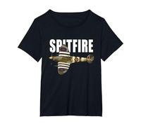 Spitfire Aircraft UK WW2 Airplane Aeroplane War Plane T-Shirt, Women's Plus, Black, 6X