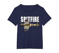 Spitfire Aircraft UK WW2 Airplane Aeroplane War Plane T-Shirt, Women's Plus, Navy Blue, 2X