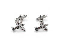 Spitfire Cufflinks for Men - Onyx Art CK362 WWII Fighter Plane Cuff Links, Aviation Gift for Pilots, Aircraft Enthusiasts and Formal Shirts