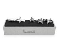 Spitfire Cufflinks, Lapel Pin & Tie Bar Set for Men - Onyx Art CLT004 Premium Spitfire Aircraft Gift Set, Matching Aviation Accessories for Pilots, RAF Enthusiasts & Formal Wear