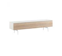 Spitfire Design Studio AV1650S White Slim TV Cabinet w/ Oak Door