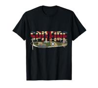 Spitfire Fighter Plane Flag UK British Military Airplane T-Shirt