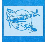 Spitfire Fighter War Plane Stencil: Mylar Airbrush Wall Art Painting Crafts 2-A1 Stencil - Design Size (759 x 554 mm)