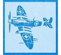 Spitfire Fighter War Plane Stencil: Mylar Airbrush Wall Art Painting Crafts -A4 Stencil - Design Size (171 x 170 mm)