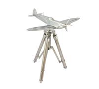 Spitfire Fighter WW2 Model Polished Aluminium Display Aircraft on Tripod Stand | 3587