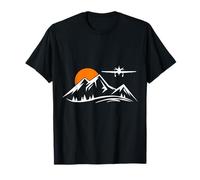 Spitfire Flying Over Mountain Sunset WW2 Fighter Plane T-Shirt