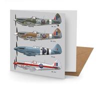 Spitfire Greetings Card Suitable for Birthdays, Thank You, Any Occasion, 15 x 15 cms, Multi-Coloured