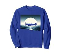 Spitfire Iconic British Airplane Silhouette WW2 Aircraft Sweatshirt, Adult Unisex, Royal Blue, Medium