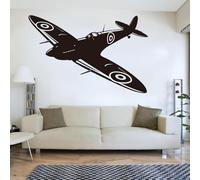 Spitfire Jet Wall Decal Kids Room British Fighter WW2 Aircraft Plane Airplane Biplane Wall Sticker Military Vinyl Bedroom Decor 56cmx36cm