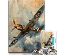 Spitfire Plane Jigsaw Puzzles for Adults 1000 Pieces,Challenging To Complete But Fun And Humorous with Matching Poster And Trivia Sheet 50x75cm