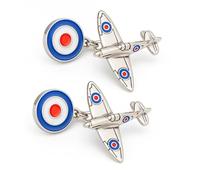 Spitfire Plane & Roundel Cufflinks - Chain Link Onyx Art CK486 Novelty Cuffs In Premier Life Packaging