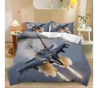 Spitfire Printed Duvet Cover Sets 3 pcs with Zipper Closure + 2 Pillowcases Grey Ultra Soft Hypoallergenic Microfiber Quilt Cover Bedding Sets 200 x 200 cm