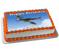 SPITFIRE RAF A4 PREMIUM Edible RICE WAFER Cake Topper CAN BE PERSONALISE TEXT D2
