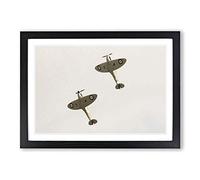 Spitfire RAF Duo Planes Framed Print | A2 Black Framed Wall Art | Ready to Hang | Modern Nature Picture | Living Room Bedroom Lounge Office