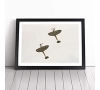Spitfire RAF Duo Planes | Framed Wall Art Print | Modern Home Decor Picture | Ready to Hang Artwork for Living Room, Bedroom, Kitchen or Office | Multiple Sizes