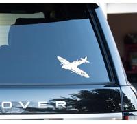 Spitfire Silhouette Vinyl Decal Sticker 6 inch Wide (White, 4")