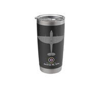 Spitfire WW2 Airplane Military Tech Print Travel Mug Stainless Steel Insulated Tumbler