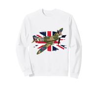 Spitfire WW2 Fighter Plane Airplane Flag UK British Military Sweatshirt