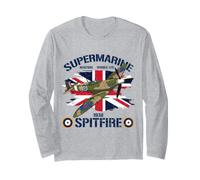 Spitfire WW2 Fighter Plane Aviation UK British Military Long Sleeve T-Shirt