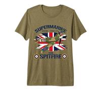 Spitfire WW2 Fighter Plane Aviation UK British Military Premium T-Shirt