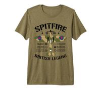Spitfire WW2 Fighter Plane British Legend UK Military Premium T-Shirt