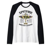Spitfire WW2 Fighter Plane British Legend UK Military Raglan Baseball Tee