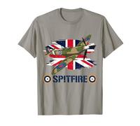 Spitfire WW2 Fighter Plane Flag UK British Military Aircraft T-Shirt