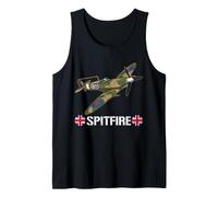 Spitfire WW2 Fighter Plane Flag UK RAF British Military Tank Top